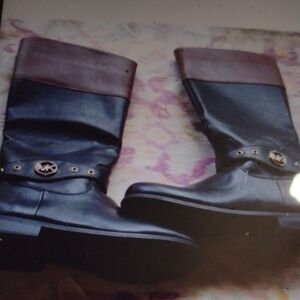 Michael Kors Black and Brown Leather Mid-Calf Boots